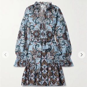 CARA CARA Poppy belted printed cotton-voile mini dress